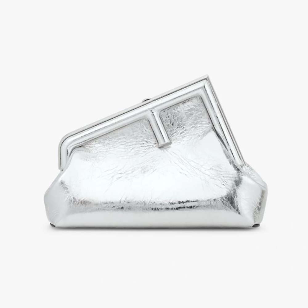 Fendi First Small Silver Laminated Clutch - shop online on klueles