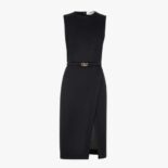 Fendi Women Midi-Length Sheath Black Pique Jersey Dress