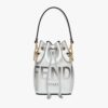 Fendi Women Mon Tresor Silver Laminated Leather Mini Bag
