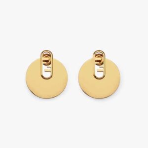 Fendi Women O Lock Earrings Gold Colored
