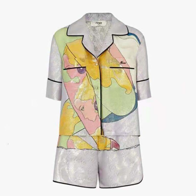 Fendi Women Pajama Set Multicolor Silk Pajama Set-Lime