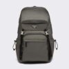 Prada Men Re-Nylon and Saffiano Leather Backpack-Silver