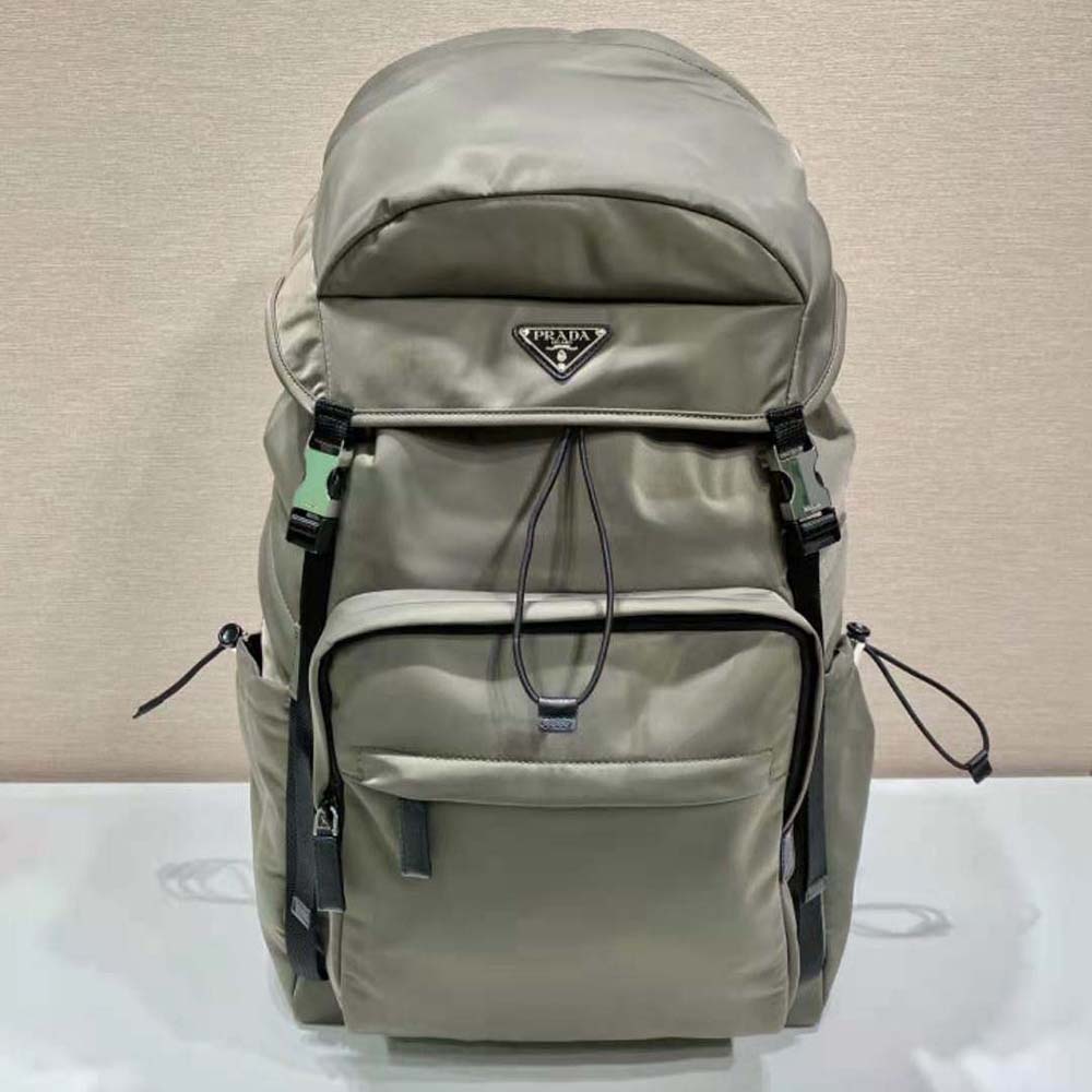 Prada Men Re-Nylon and Saffiano Leather Backpack-Silver 2 Prada Men Re-Nylon and Saffiano Leather Backpack-Silver - Image 2