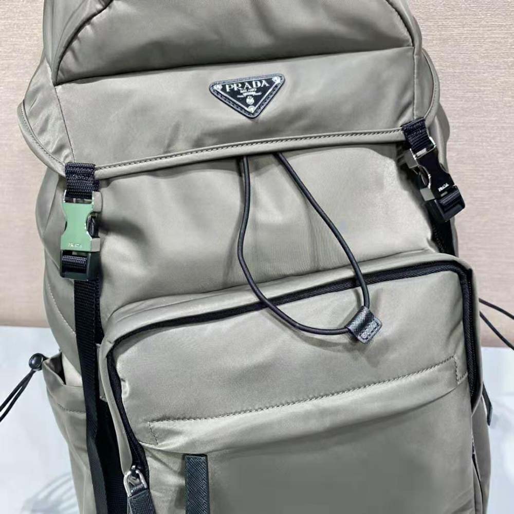 Prada Men Re-Nylon and Saffiano Leather Backpack-Silver 7 Prada Men Re-Nylon and Saffiano Leather Backpack-Silver - Image 7