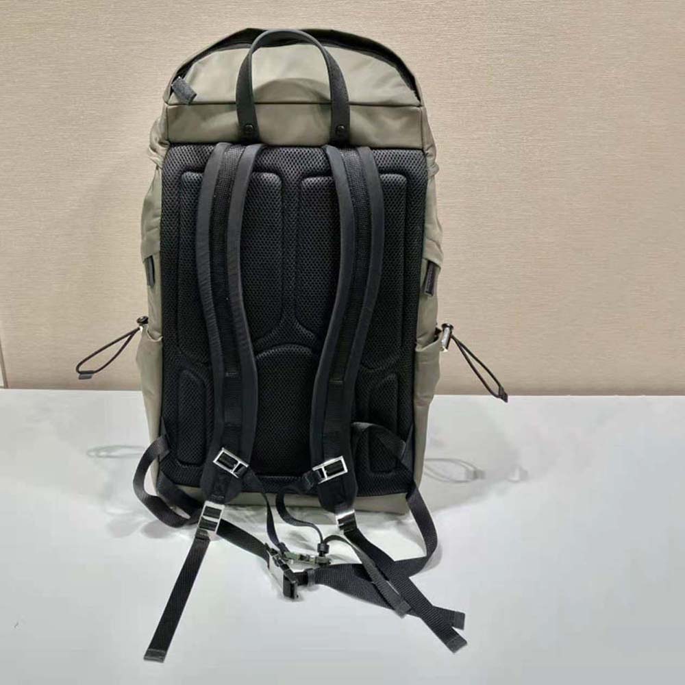 Prada Men Re-Nylon and Saffiano Leather Backpack-Silver 4 Prada Men Re-Nylon and Saffiano Leather Backpack-Silver - Image 4