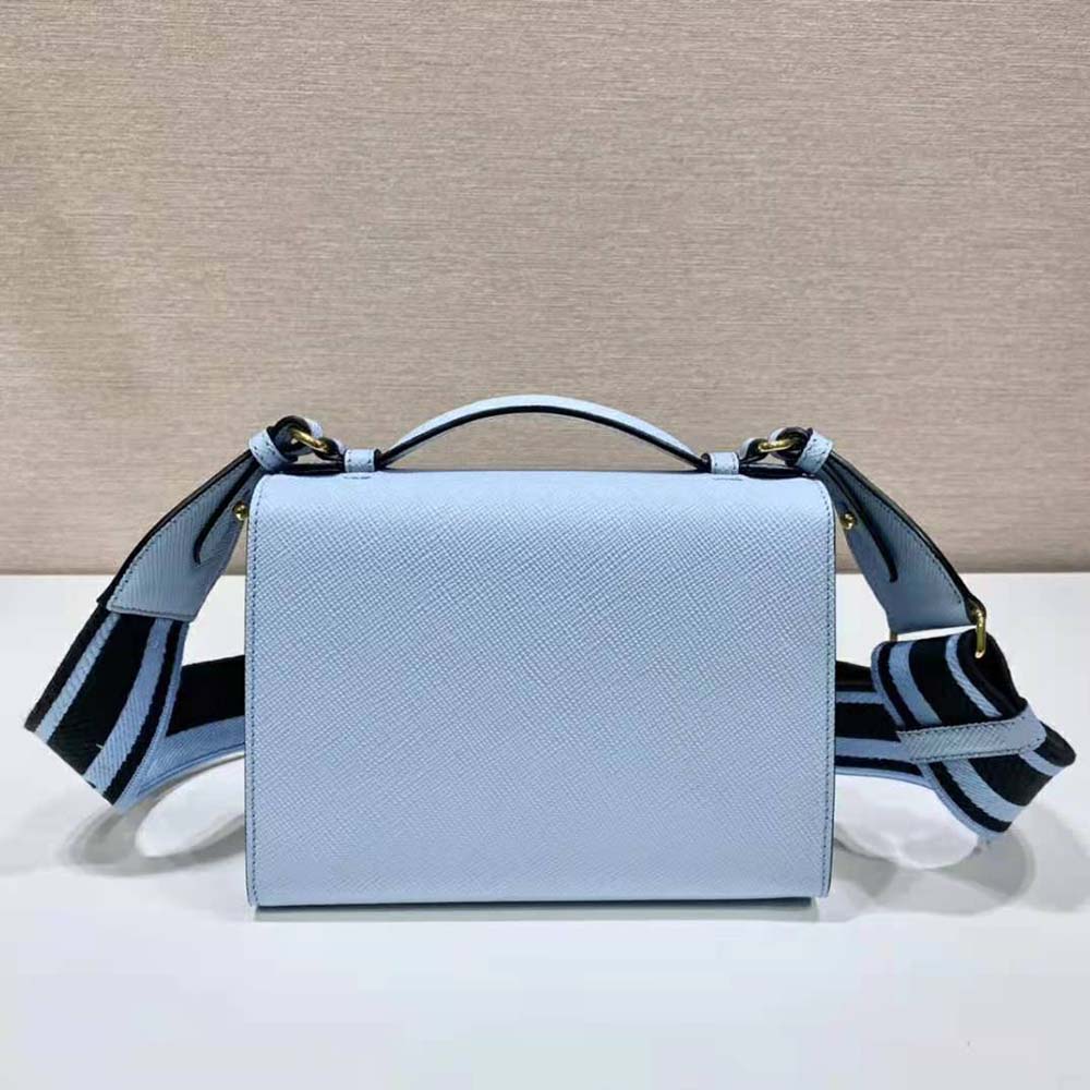 Prada Women Monochrome Saffiano and Leather Bag-Blue 3 Prada Women Monochrome Saffiano and Leather Bag-Blue - Image 3