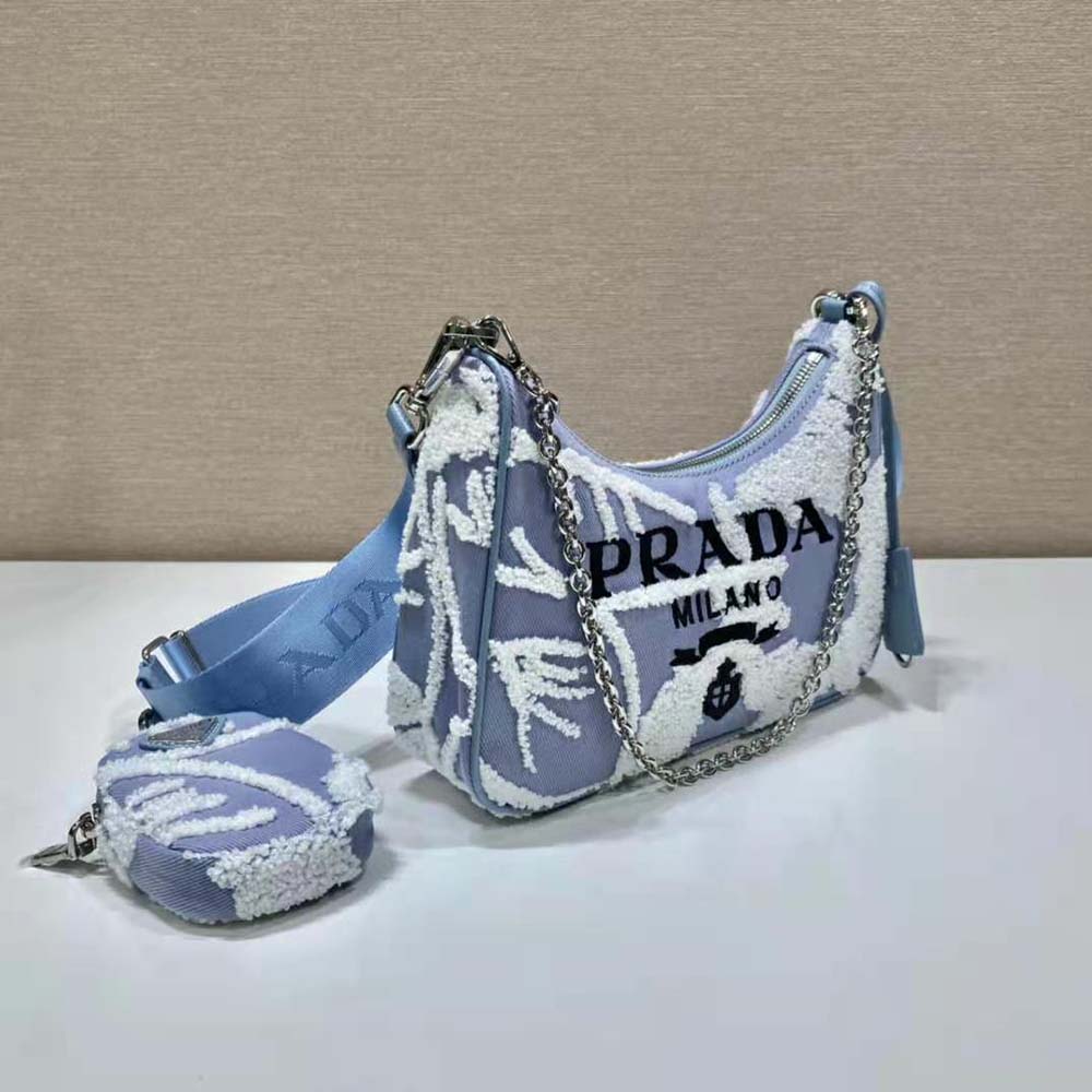 Prada 2020s Blue and White Embroidered Drill · INTO