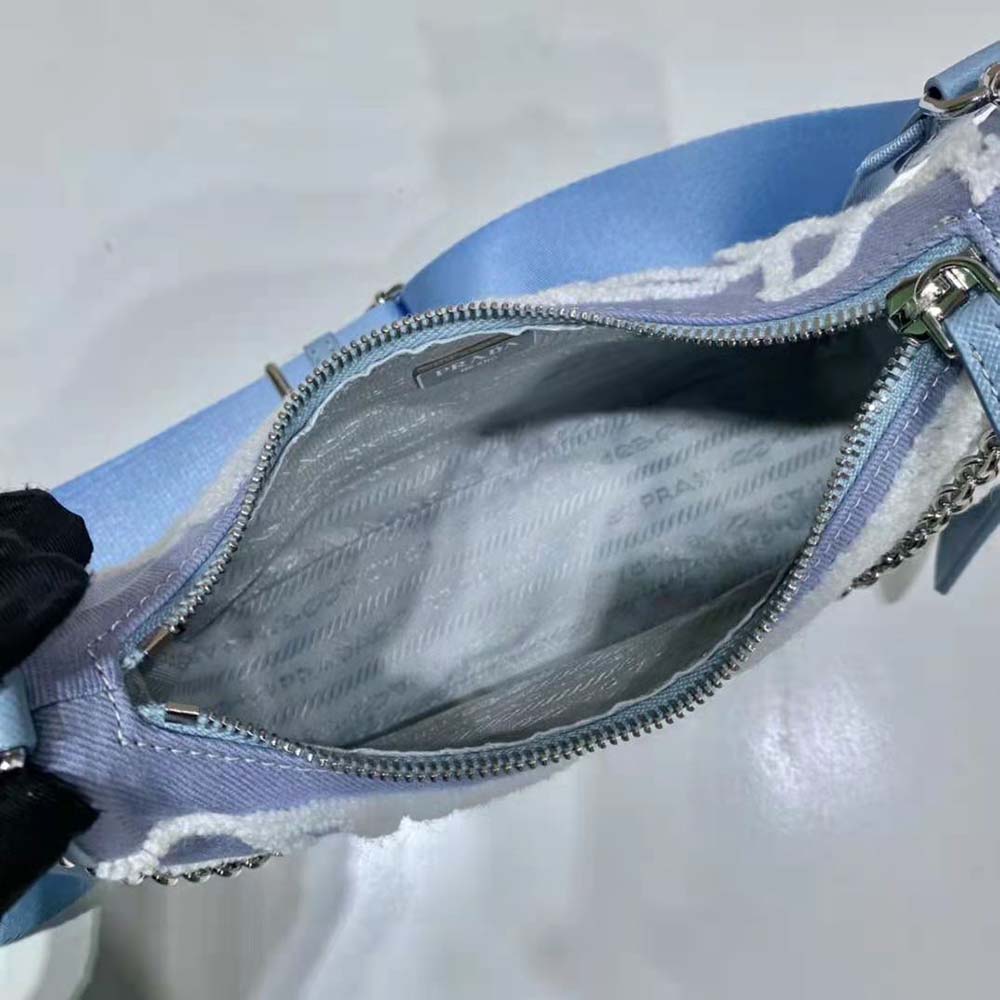 Prada Women Re-Edition 2006 Embroidered Drill Shoulder Bag-Blue 9 Prada Women Re-Edition 2006 Embroidered Drill Shoulder Bag-Blue - Image 9