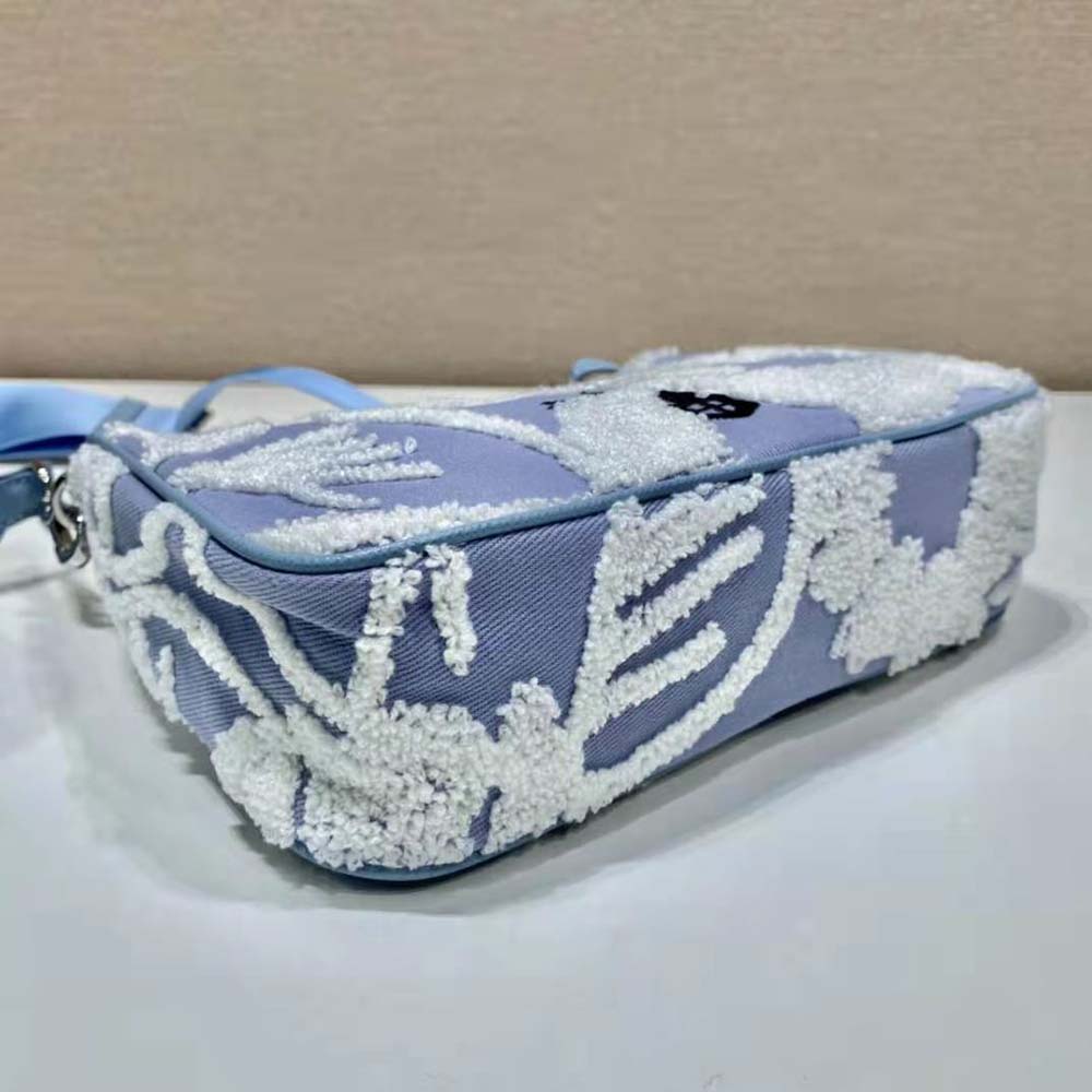 Prada Women Re-Edition 2006 Embroidered Drill Shoulder Bag-Blue 6 Prada Women Re-Edition 2006 Embroidered Drill Shoulder Bag-Blue - Image 6
