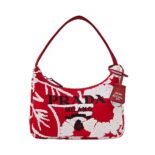 Prada Women Re-Edition 2006 Embroidered Drill Shoulder Bag-Red