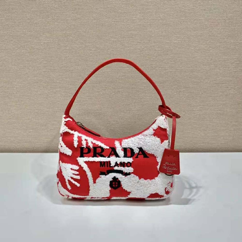 Prada Women Re-Edition 2006 Embroidered Drill Mini Bag-Red 2 Prada Women Re-Edition 2006 Embroidered Drill Mini Bag-Red - Image 2