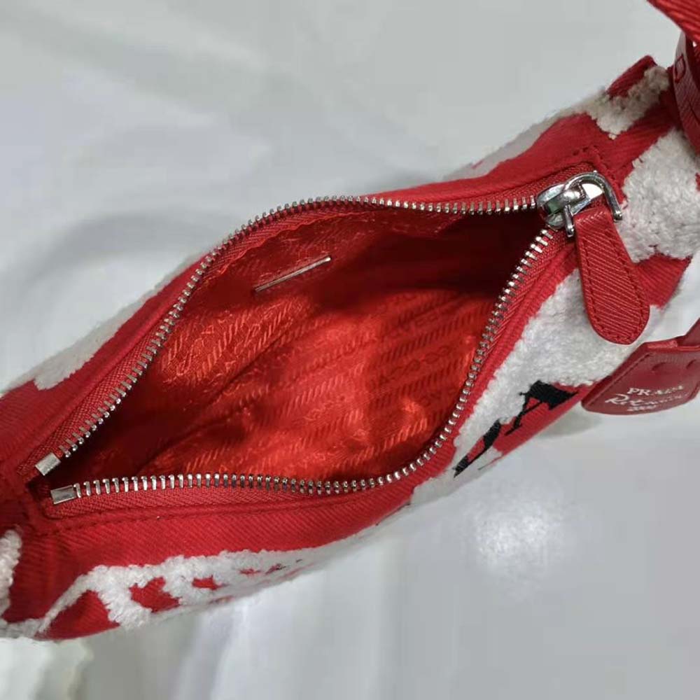 Prada Women Re-Edition 2006 Embroidered Drill Mini Bag-Red 9 Prada Women Re-Edition 2006 Embroidered Drill Mini Bag-Red - Image 9