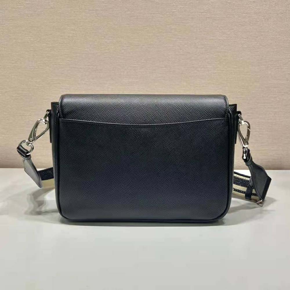 Prada Men Saffiano Leather Shoulder Bag with Sleek-Black 3 Prada Men Saffiano Leather Shoulder Bag with Sleek-Black - Image 3