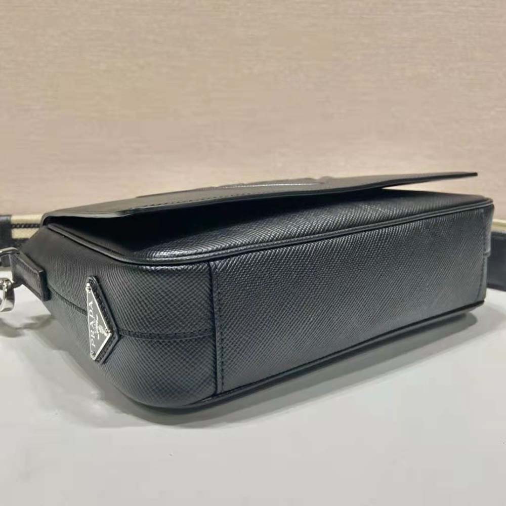 Prada Men Saffiano Leather Shoulder Bag with Sleek-Black 6 Prada Men Saffiano Leather Shoulder Bag with Sleek-Black - Image 6