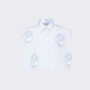 Prada Women Sleeveless Printed Poplin Shirt-Blue