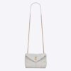 Saint Laurent YSL Women Puffer Toy Bag in Jersey-White