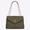 Saint Laurent YSL Women Loulou Medium Bag in Matelassé Y Leather-Green
