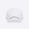 Balenciaga Women Logo Visor Cap in White and Black Cotton Drill