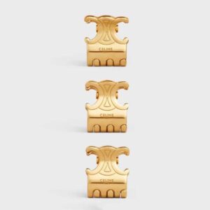Celine Women Hair Accessories Set of 3 Mini Triomphe Claws in Brass with Gold Finish and Steel