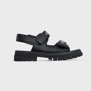 Celine Women Leo Scratch Sandal in Calfskin-Black