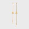 Celine Women Triomphe Sliding Earrings in Brass with Gold Finish