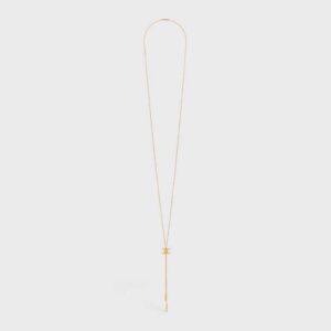 Celine Women Triomphe Sliding Necklace in Brass with Gold Finish