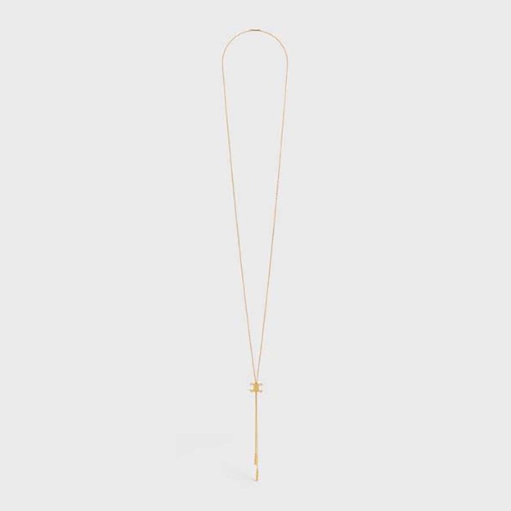 Celine Women Triomphe Sliding Necklace in Brass with Gold Finish