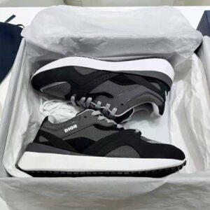 Dior B22 Gray Technical Mesh with White and Black Smooth Calfskin