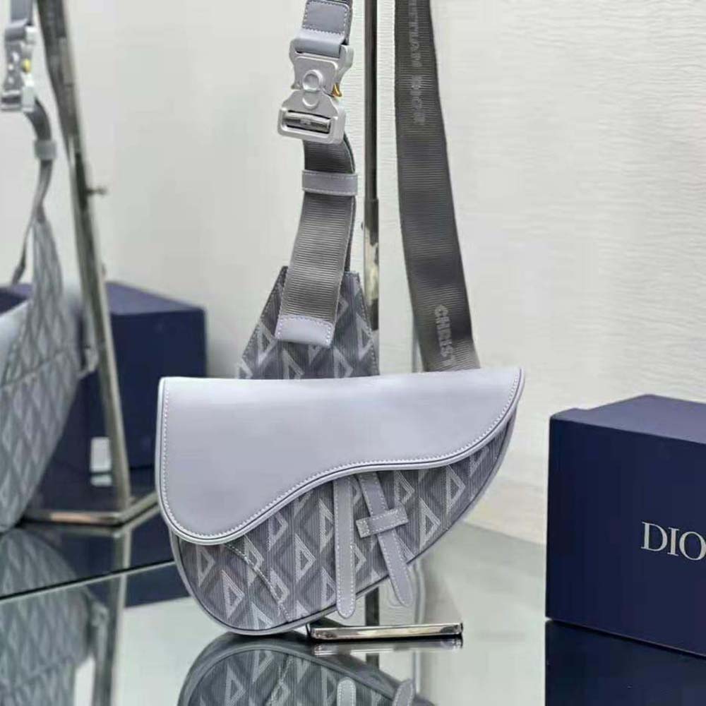 Dior - Saddle Bag Black CD Diamond Canvas and Smooth Calfskin - Men