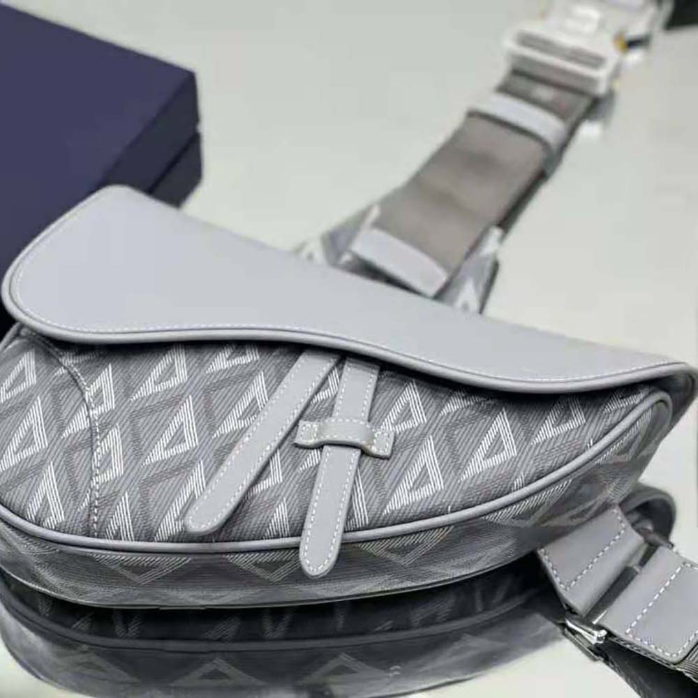Dior - Dior Lock Mini Case Bag with Strap Dior Gray CD Diamond Canvas and Smooth Calfskin - Men