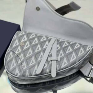 Dior Men Grey, Pattern Print 2022 CD Diamond Saddle Bag