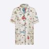 Dior Women Chez Moi Short-Sleeved Shirt White Silk Twill with Multicolor D-Constellation Motif
