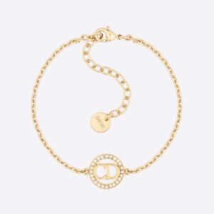 Petit CD Bracelet Gold-Finish Metal and Silver-Tone Crystals