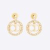Dior Women Clair D Lune Earrings Gold-Finish Metal and Silver-Tone Crystals