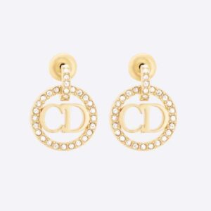 Dior Women Clair D Lune Earrings Gold-Finish Metal and Silver-Tone Crystals