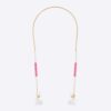 Dior Women D-Vibe Necklace for Headphones Gold-Finish Metal and White Resin Pearls