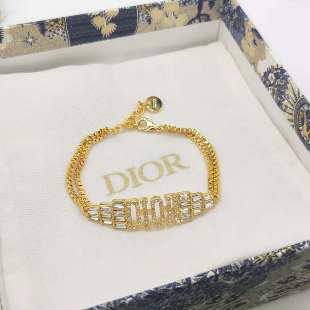 Dior Women Dio(r)evolution Bracelet Gold-Finish Metal and White Crystals 3 Dior Women Dio(r)evolution Bracelet Gold-Finish Metal and White Crystals - Image 3