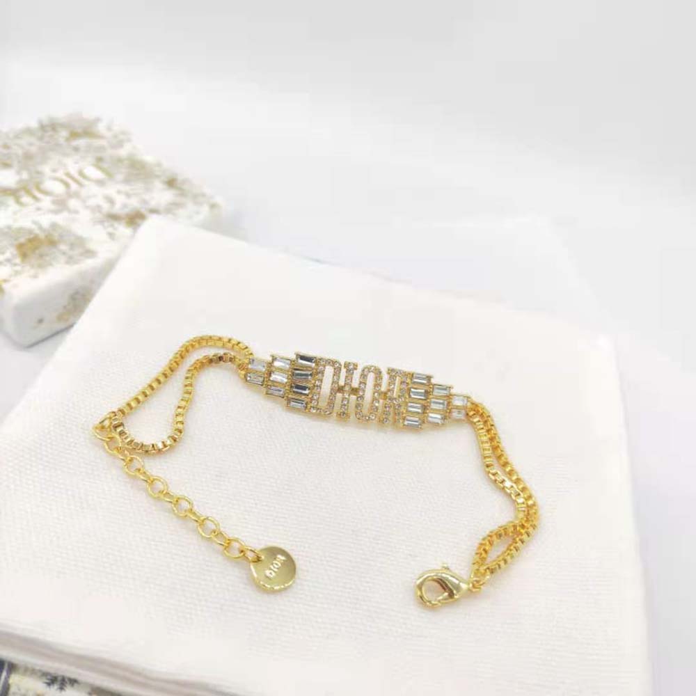 Dior Women Dio(r)evolution Bracelet Gold-Finish Metal and White Crystals 5 Dior Women Dio(r)evolution Bracelet Gold-Finish Metal and White Crystals - Image 5