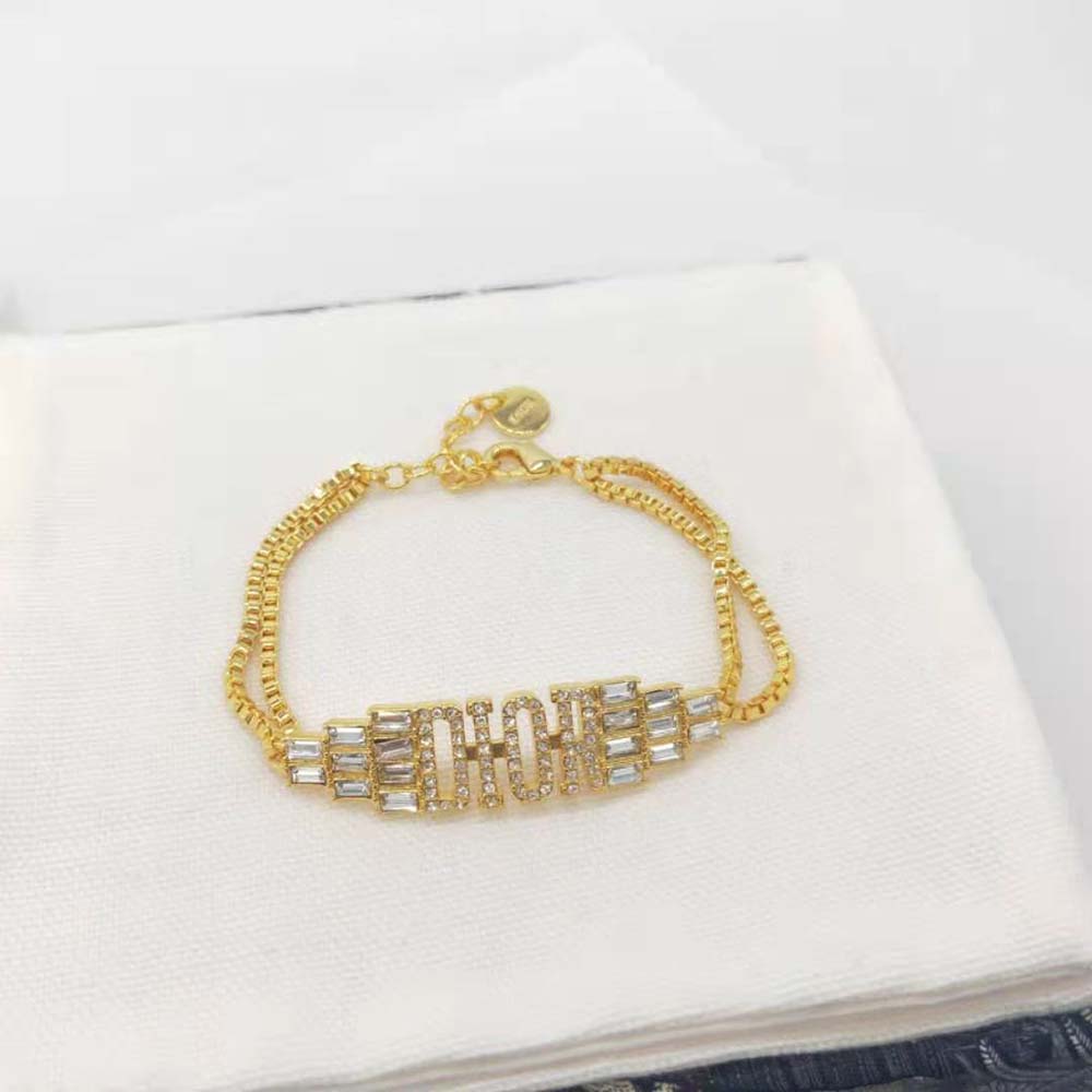 Dior Women Dio(r)evolution Bracelet Gold-Finish Metal and White Crystals 4 Dior Women Dio(r)evolution Bracelet Gold-Finish Metal and White Crystals - Image 4