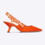 Dior Women J Adior Slingback Pump Bright Orange Cotton Embroidery