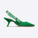 Dior Women J Adior Slingback Pump Green Cotton Embroidery