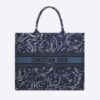 Dior Women Large Dior Book Tote Blue Dior Roses Embroidery