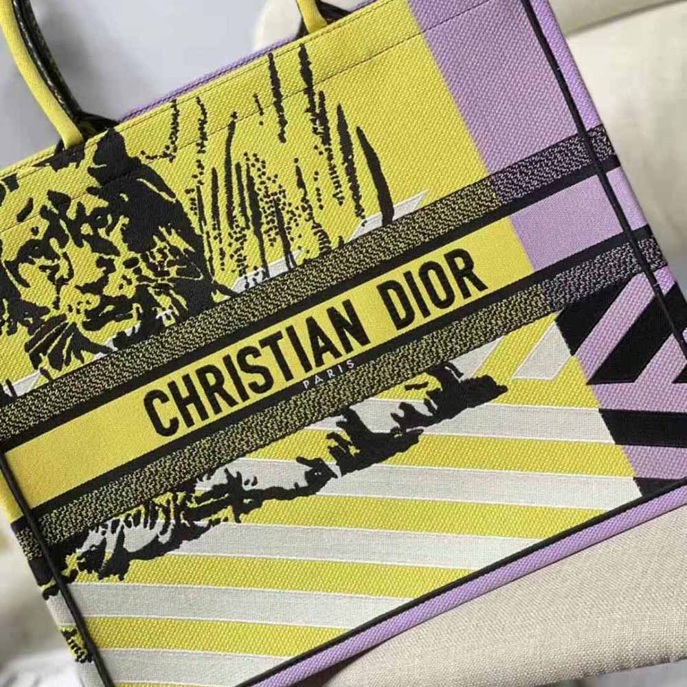 Exclusive] Dior Large book tote in bright yellow and pink D-jungle