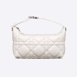 Dior Women Medium Diortravel Nomad Pouch Latte Macrocannage Calfskin
