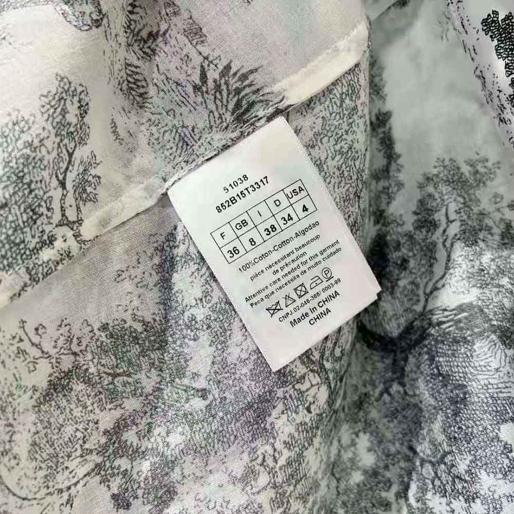 Dior - Long Blouse White Toile de Jouy Cotton Voile - Size 36 - Women