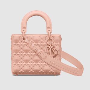 Dior Women Small Lady Dior my Abcdior Bag Rose Des Vents Cannage Calfskin with Diamond Motif