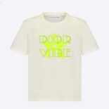 Dior Women Vibe T-shirt Ecru and Fluorescent Yellow Cotton and Linen Jersey