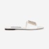 Dolce Gabbana D&G Women Calfskin Slides with DG Logo-White