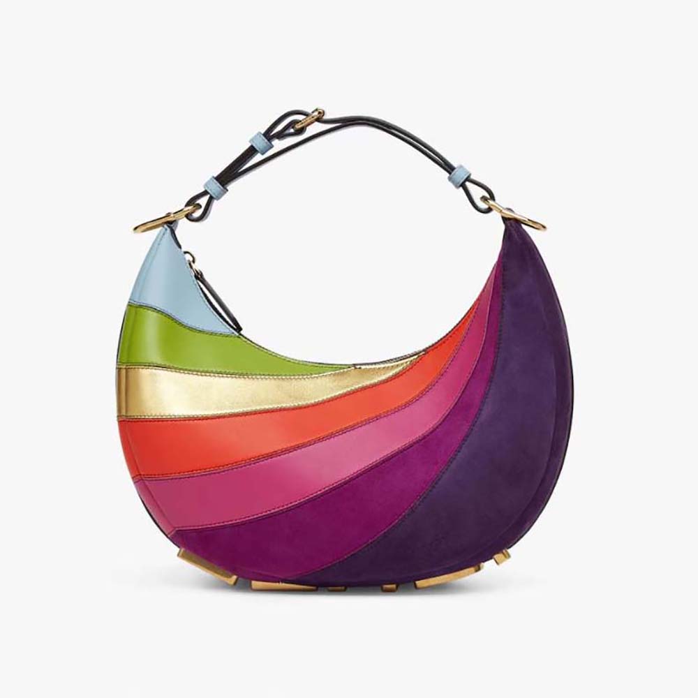 Fendi Women Fendigraphy Small Leather Bag with Multicolor Inlay