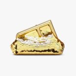 Fendi Women First Small Gold-colored Leather and Sequinned Bag